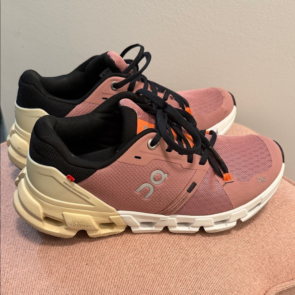 On Running Women's Pink and Cream Athletic Shoes